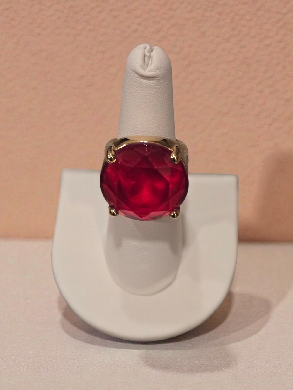 Kate Spade Gold Ring with Red Faceted Stone